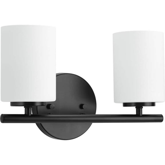 Replay Collection 13 in. 2-Light Black Etched Glass Modern Bathroom Vanity Light