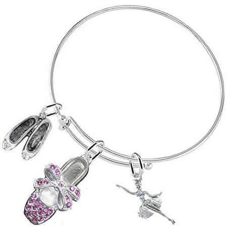 "Ballet" 3 Charm Adjustable Bracelet Hypoallergenic. Safe-Nickle, Lead and Cadmium Free!