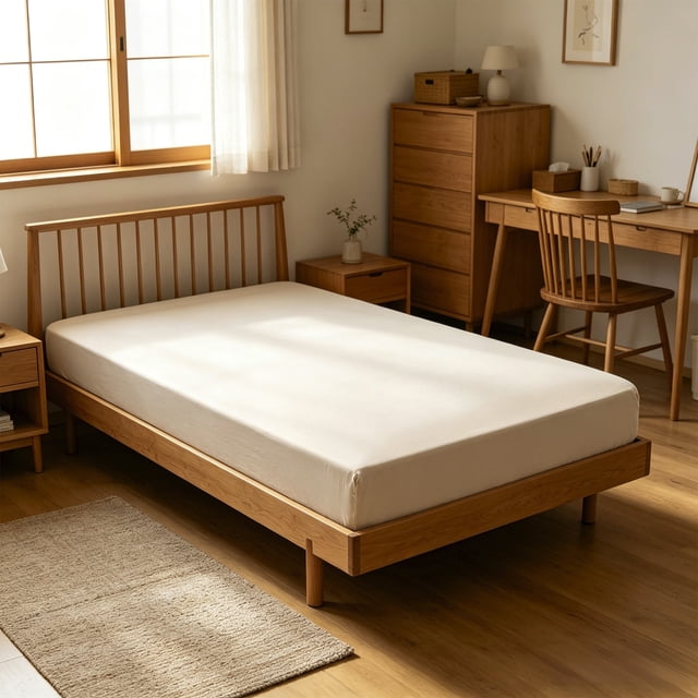 Fitted Sheet for Dormitory Bed | Non-Slip Stretch Mattress Cover | Soft Polyester Protective Bedding | Twin Size Single Bed Sheet for Mattress, Couch, or Furniture Cover