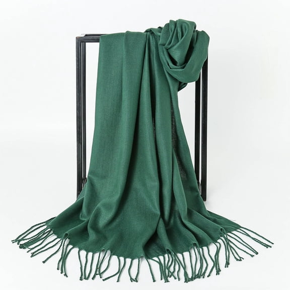 TELOLY Scarf,Simple Solid Color Design Scarf for Women,Perfect for Fall and Winter Head Scarf,Green