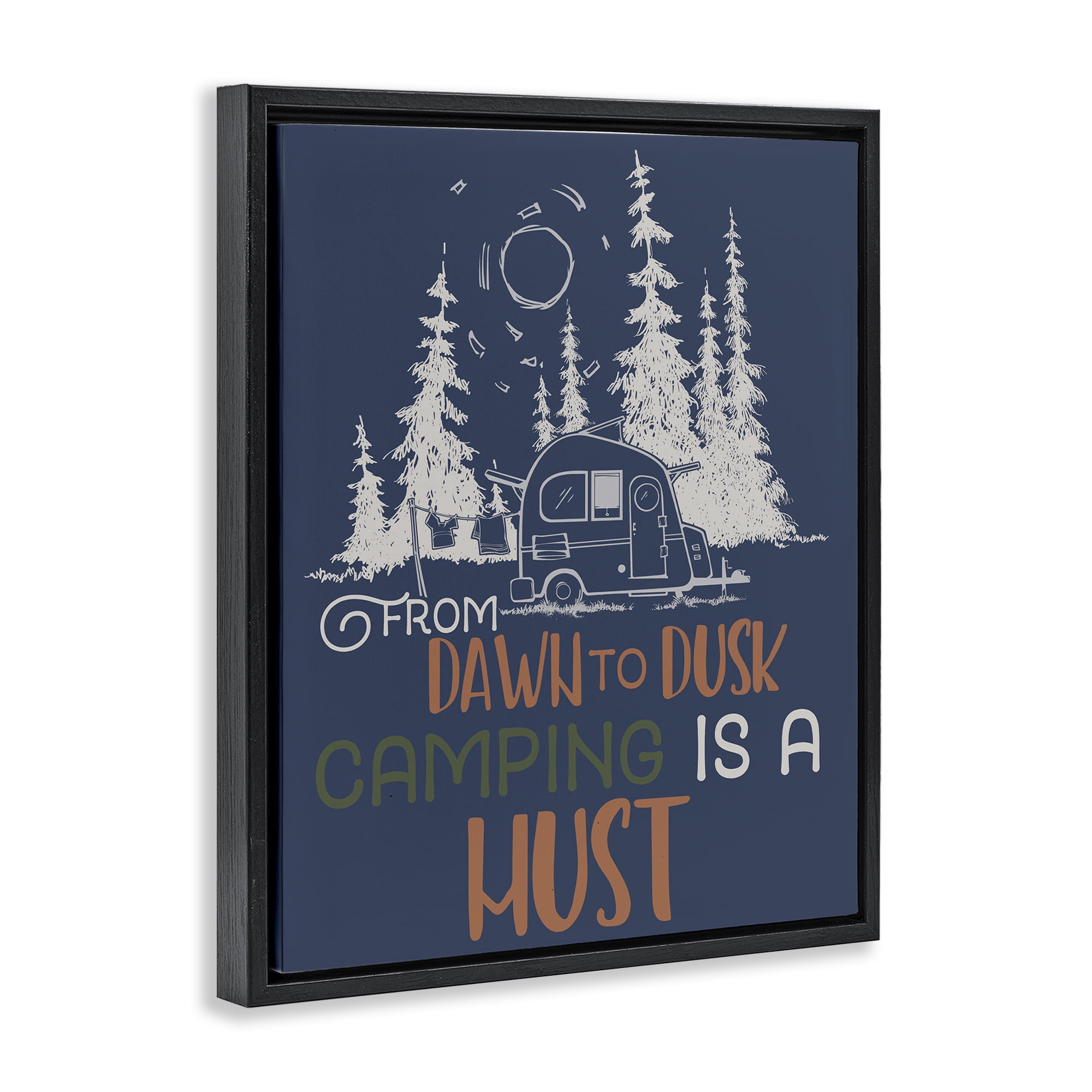 Stupell Industries Dawn to Dusk Camping Landscape Painting Black Floater Framed Art Print Wall Art, 17 x 21
