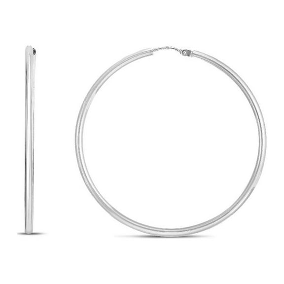 JewelStop Sterling Silver Polished Finish 40mm Hoop Earrings Endless Clasp