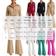 thumbnail image 3 of Edvintorg Women Jumpsuit Lapel Cargo Pocket Button Down Romper Long Sleeve Jumpsuits with Flare Pant Womens Clothing S-XL Black, 3 of 6