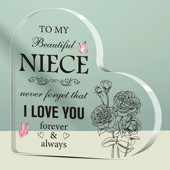 Acrylic Keepsake For Niece "I Love You" Transparent Acrylic Decorative Plaque Gift Universal Gifting Occasion Wedding Birthday Christmas Gift Table Centerpieces Home Tabletop Decor
