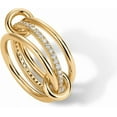 thumbnail image 3 of 14K Gold Plated Interlocked Stackable Rings for Women | Statement Multi Ring Mixed Metals Stack | Cubic Zirconia Two-Toned Stacking Jewelry, 3 of 5