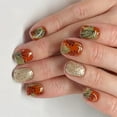 thumbnail image 7 of KUFptva Shimmering Maple Leave Design False Nails Red Brown Glitters Press On Nails For Women Quick Application Snaply Fit, 7 of 7