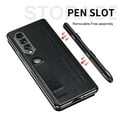 thumbnail image 2 of K-Lion for Samsung Galaxy Z Fold 3 7.6 Inch Hybrid Case, Luxury PU Leather Plating Mirror PC S Pen Holder Slot Hand Strap Stand Function Cover Shockproof Protective Folio Case, Black, 2 of 7