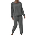 thumbnail image 2 of LIZUOJUN Pajama Sets for Women 2 Piece Fleece Long Sleeve Pants Sleepwear Lounge Set Soft Cozy Warm Pjs Loungewear Round Neck Pajama Warm Cozy Sleepwear - M, 2 of 5