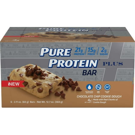 - Pure Protein Plus Bar, Chocolate Chip Cookie Dough, 21g Protein, 6 Ct