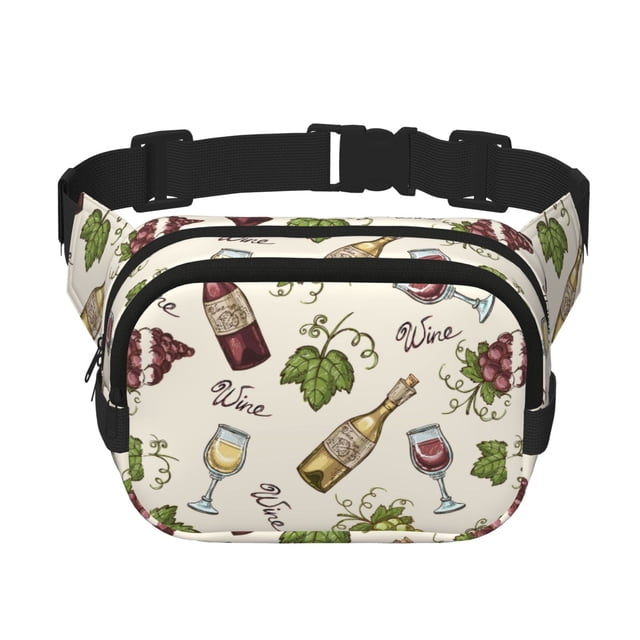 Disketp Grapes Bbottles Wine Riñonera de Doble Capa, Bolsa de Cintura Ajustable para Viajes, Correr y Senderismo, Riñonera Ligera para Hombre y Mujer