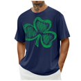 thumbnail image 5 of lcziwo St Patricks Days Shirts Men Green Shamrock Print Tees Casual Streetwear Short Sleeve Pullover Tops Crewneck Big and Tall Daily T Shirts Limited Time Deal,Navy,XXL, 5 of 6