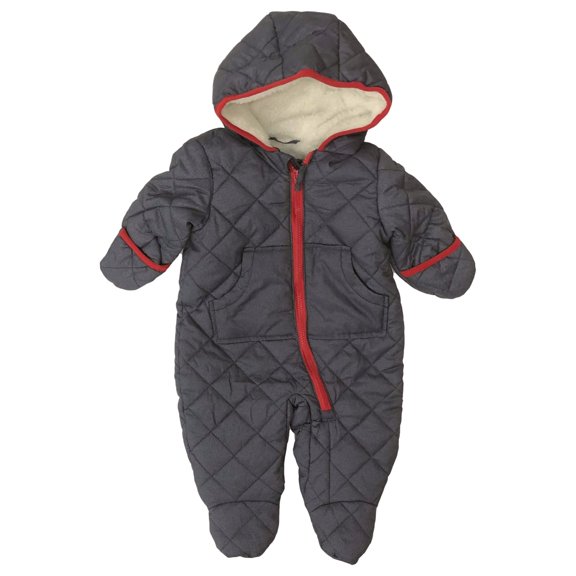 Rothschild Infant Boys Gray Quilted Hooded Pram Baby Snowsuit Snow Suit 6-9m