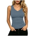 thumbnail image 2 of Gamivast Ribbed Tank Top for Women V-Neck Sleeveless Slim Fit Summer Casual Basic Camisole Stretchy Layering Undershirt Everyday Workout Fitness Apparel Sky Blue XL, 2 of 7