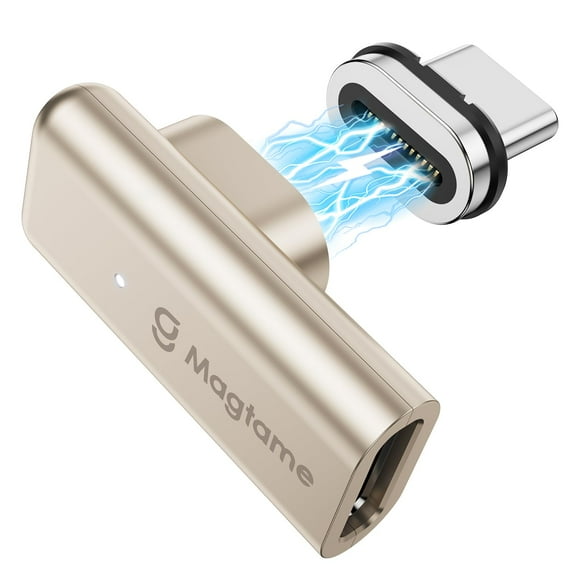 Adaptador magnético USB C macho a USB C hembra en ángulo recto de 90°