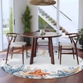 thumbnail image 3 of Orange Blue Starfish Coastal Round Area Rug 8Ft Washable Large Circle Rugs for Living Room Dorm, Summer Beach Eucalyptus Non-Slip Carpet Floor Mats Indoor Outdoor Carpet Runner Aesthetic Home Decor, 3 of 8