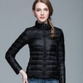thumbnail image 3 of Chaqueta ligera de otoño e invierno para mujer, chaqueta ligera de talla grande con cuello alto, modelos básicos, 3 of 6