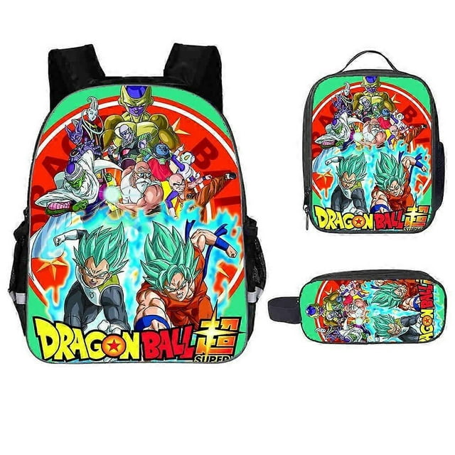 Mochila de anime Dragon Ball Goku, bolso de hombro doble de 18 pulgadas, conjunto de dos capas, mochila para estudiantes