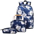 thumbnail image 1 of Mochila para niñas adolescentes, mochila para computadora portátil, juego de mochila con fiambrera, monedero de tres piezas, 1 of 5