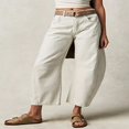 thumbnail image 2 of QJUHUNG Women  Loose Jeans Solid Color Mid-Rise Barrel Denim Pants, 2 of 6
