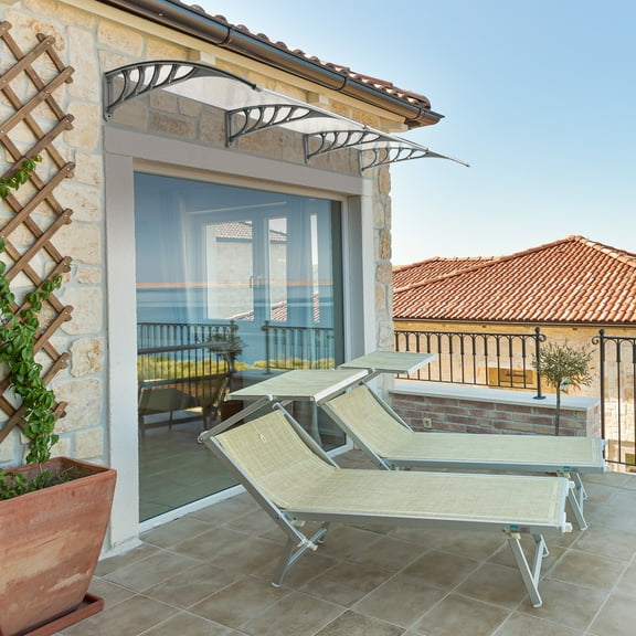 UBesGoo 118.11" x 39.37" Transparent Board Gray Holder Outdoor Canopy, Easy to Assemble Durable