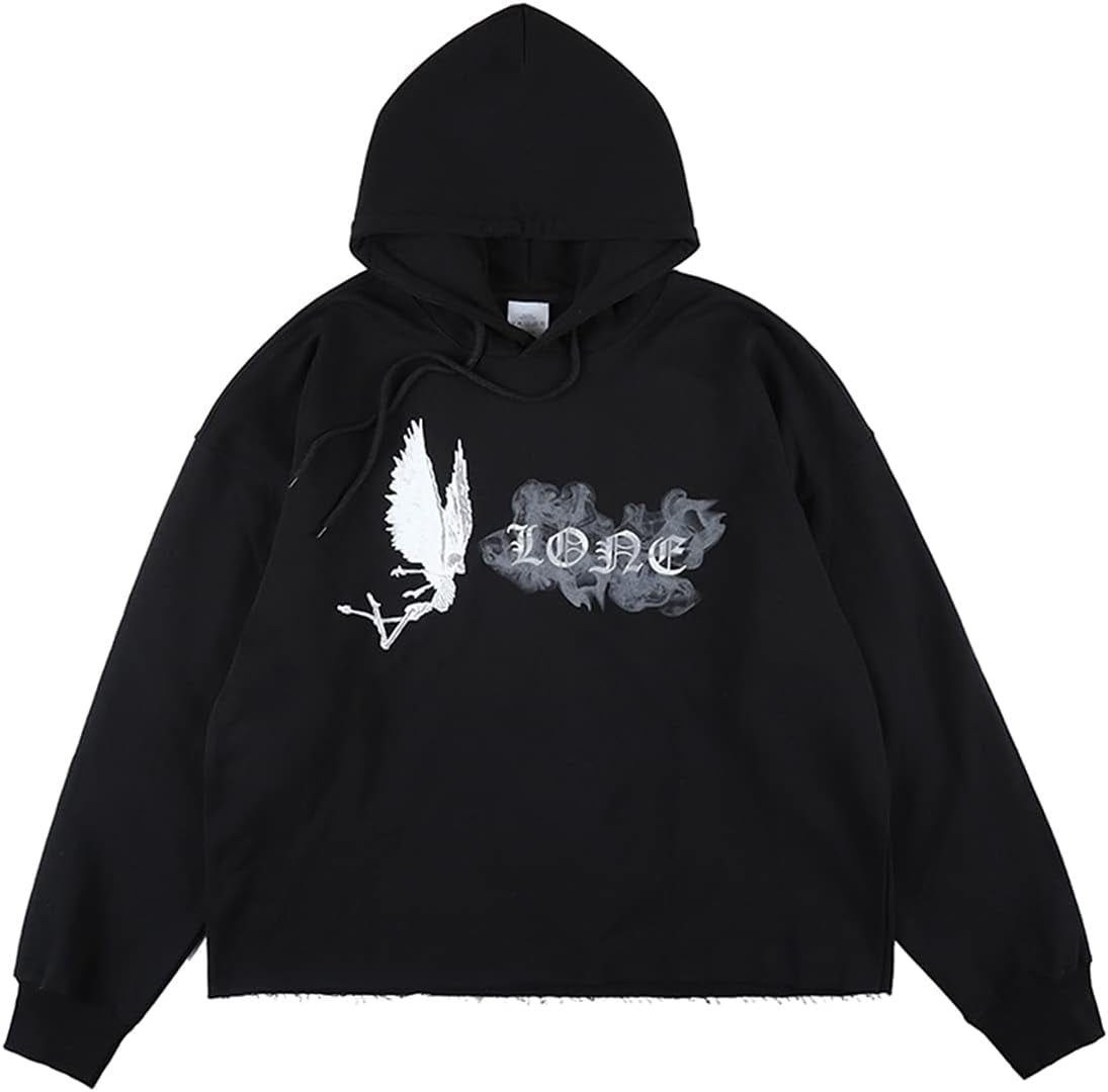 Vlone Man Unisex Hoodies Smoke V Letter Graphic Rapper Gothic Skull Angel Cotton Pullover Hooded Sweatshirt Walmart