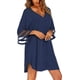 thumbnail image 2 of VISgogo Vestido de playa de gasa de color sólido con cuello en V y manga 3/4 con botones y ajuste holgado para mujer VISgogo  moda, 2 of 5