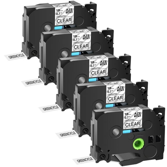 GREENCYCLE 5PK Compatible for Brother P-touch Black on Clear 18mm 8m TZ TZe TZe-141 TZ-141 TZe141 TZ141 Laminated Label Tape use in PT-1830 PT-1880 PT-1900 PT-2030 PT-2730 Label Maker