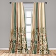 thumbnail image 4 of Ambesonne Botanical Curtains 2 Panel Set, Wildflowers on Stripes, Pair of - 28" x 63", Ivory Salmon Jade Green, 4 of 4