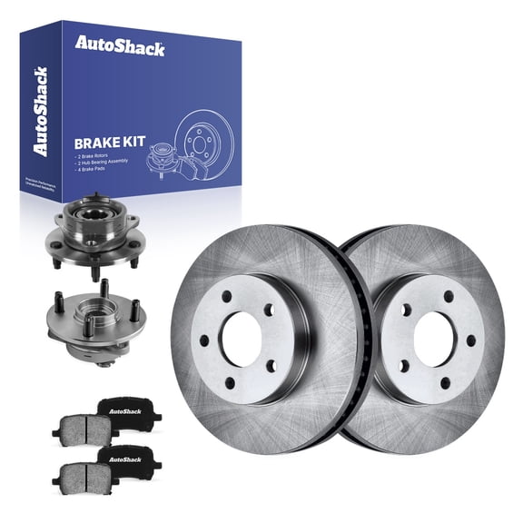 AutoShack Front Vented Brake Rotors   Ceramic Pads   Hub Bearing Assembly 8-PC Brake Kit Replacement for 2006-2011 Chevrolet HHR 10.85" (275.7 mm)