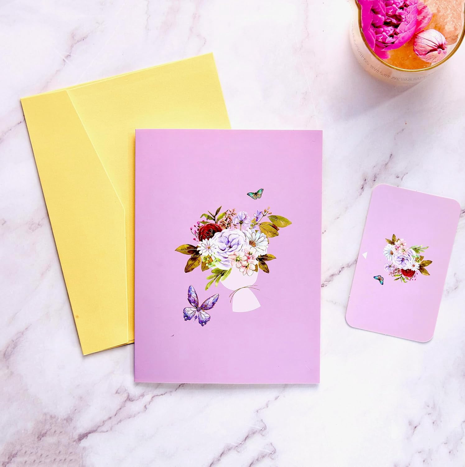 Pop Up Birthday Card, Gold-edged Butterfly Waltz 3D Greeting Card for Birthday, Anniversary, Thank You, Thinking of You, for Women, Wife, Grandma,