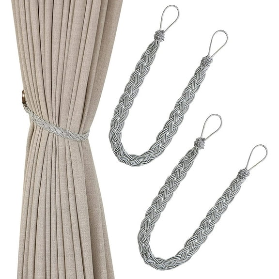 Hand Knitting Curtains Tied Rope Simple Type Curtain Tie Backs and Accessories (Grey)