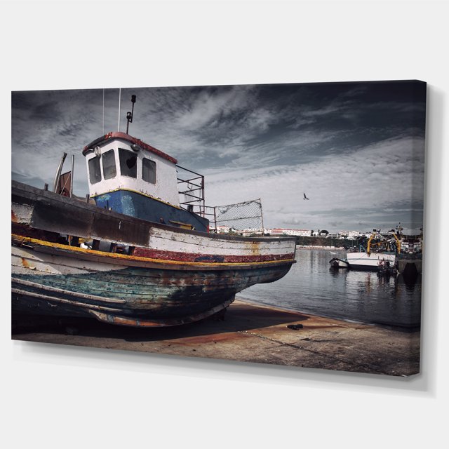 Designart - Vieux Bateau de Pêche - Impression sur Toile Bateau
