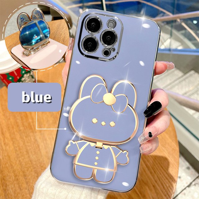 Funda para iPhone 14, diseño creativo y bonito de conejo, soporte para espejo de tocador, funda para Apple 14Promax 13, funda para teléfono China-Chichello kitty