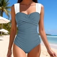 thumbnail image 4 of Mifsaly Womens One Piece Swimsuit Ruched Tummy Control Bathing Suits Color Block Strap Cross Front Monokini Slim Fit Athletic Swimming Swimwear XL, 4 of 7