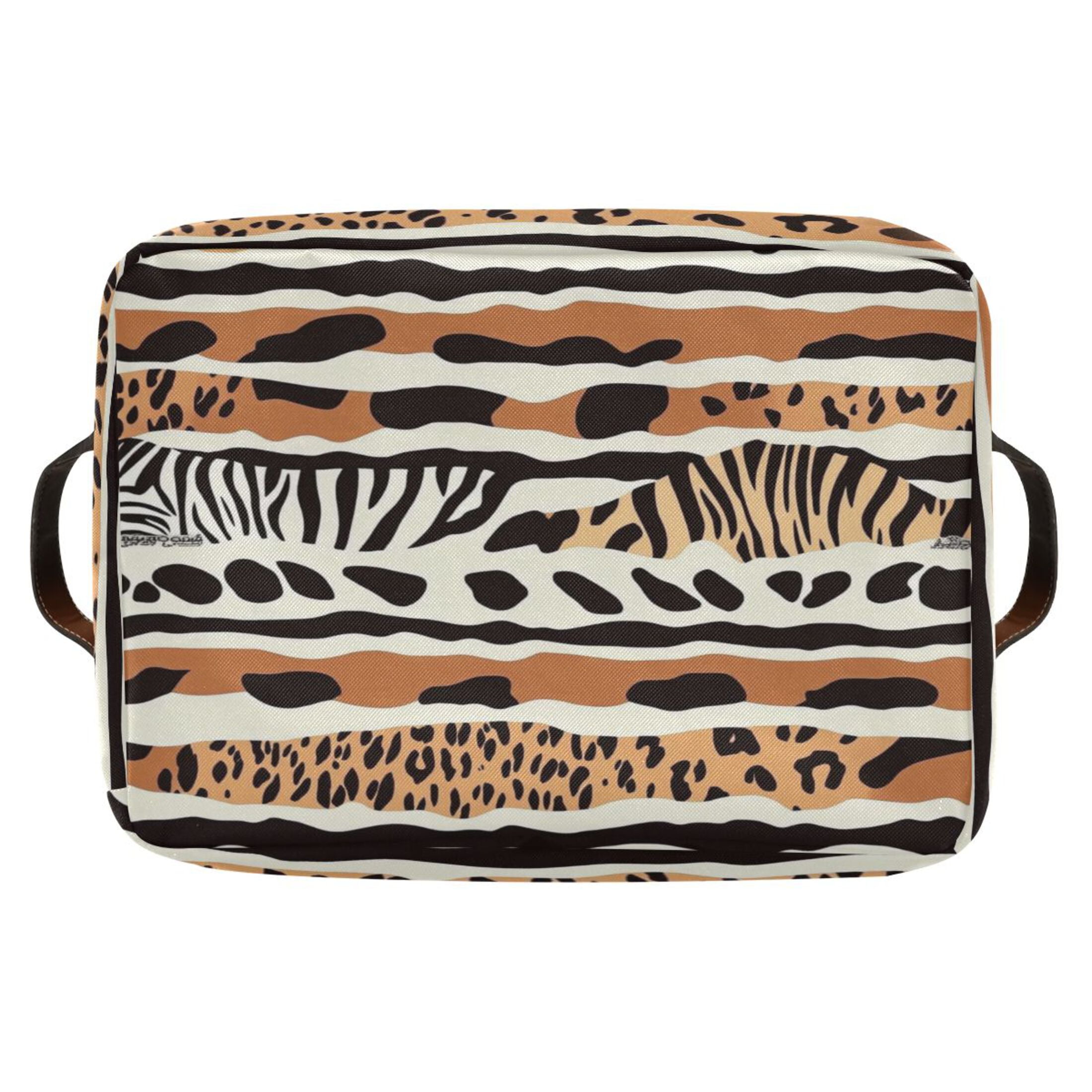 Animal Print Pattern Foldable Storage Basket,Canvas Fabric Foldable Storage Bins with Handles Open Home Storage Bins Boxes for Toy Book Shelf Closet Baskets