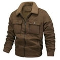 thumbnail image 5 of Long Jacket for Men, Men's Solid Color Long-Sleeve Lapel Suede-Like Jacket with Lamb Wool-Like Lining, Zipper, Buttons & Pockets, Suede Jacket Men, 5 of 5