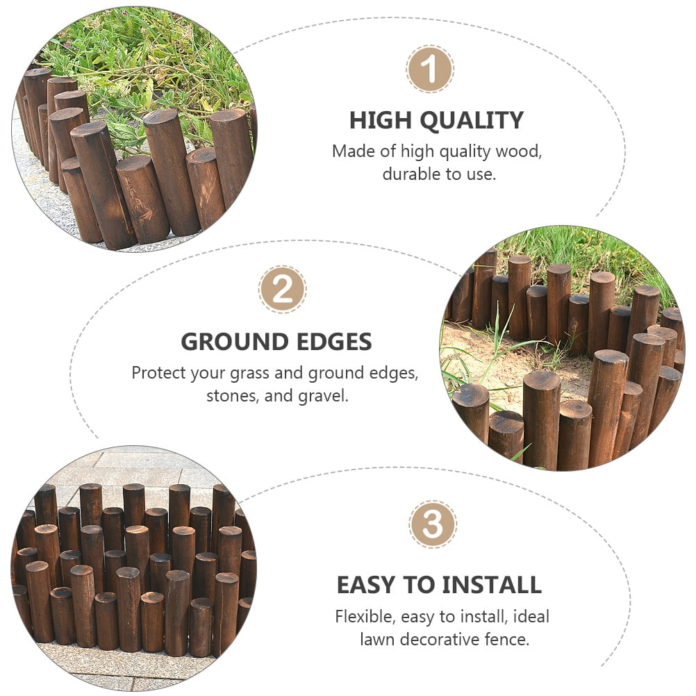 Tineasur Garden Edging Brown Wood Uneven Edging 1Set