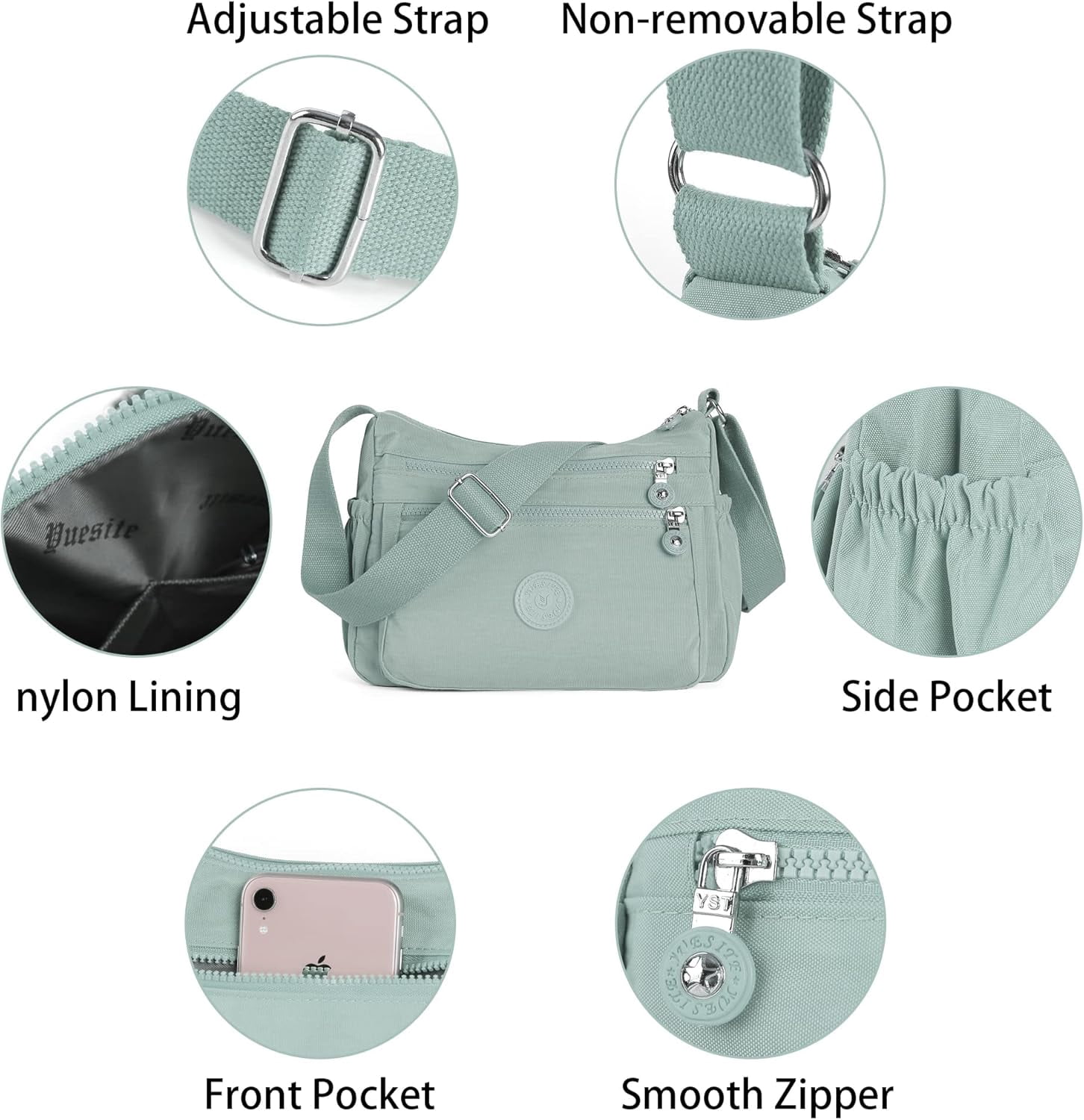 Crossbody Bags for Women Waterproof Tote Bag Casual Nylon Purse Handbag RFID Lightweight Messenger Bag