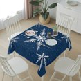 thumbnail image 6 of Navy Blue Christmas Table Cloth Waterproof Tablecloths, Xmas Snowflake Winter Tablecloth Dining Table Cover for Kitchen Party Tabletop Outdoor, Square Tablecloth 54x54 Inch, 6 of 9