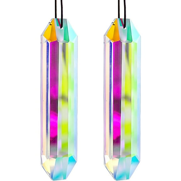 Crystal Sun Catcher Prisms for Windows 2 Pack AB Colored Suncatcher Window Indoor Hanging Rainbow Maker Prisms Home Garden Decor（ 4.72in）
