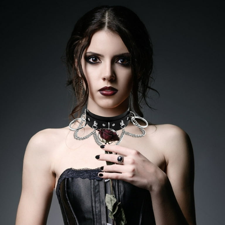 Pink Chocker Necklaces Sexy Rivets Black Goth Punk Chokers Gothic Chok