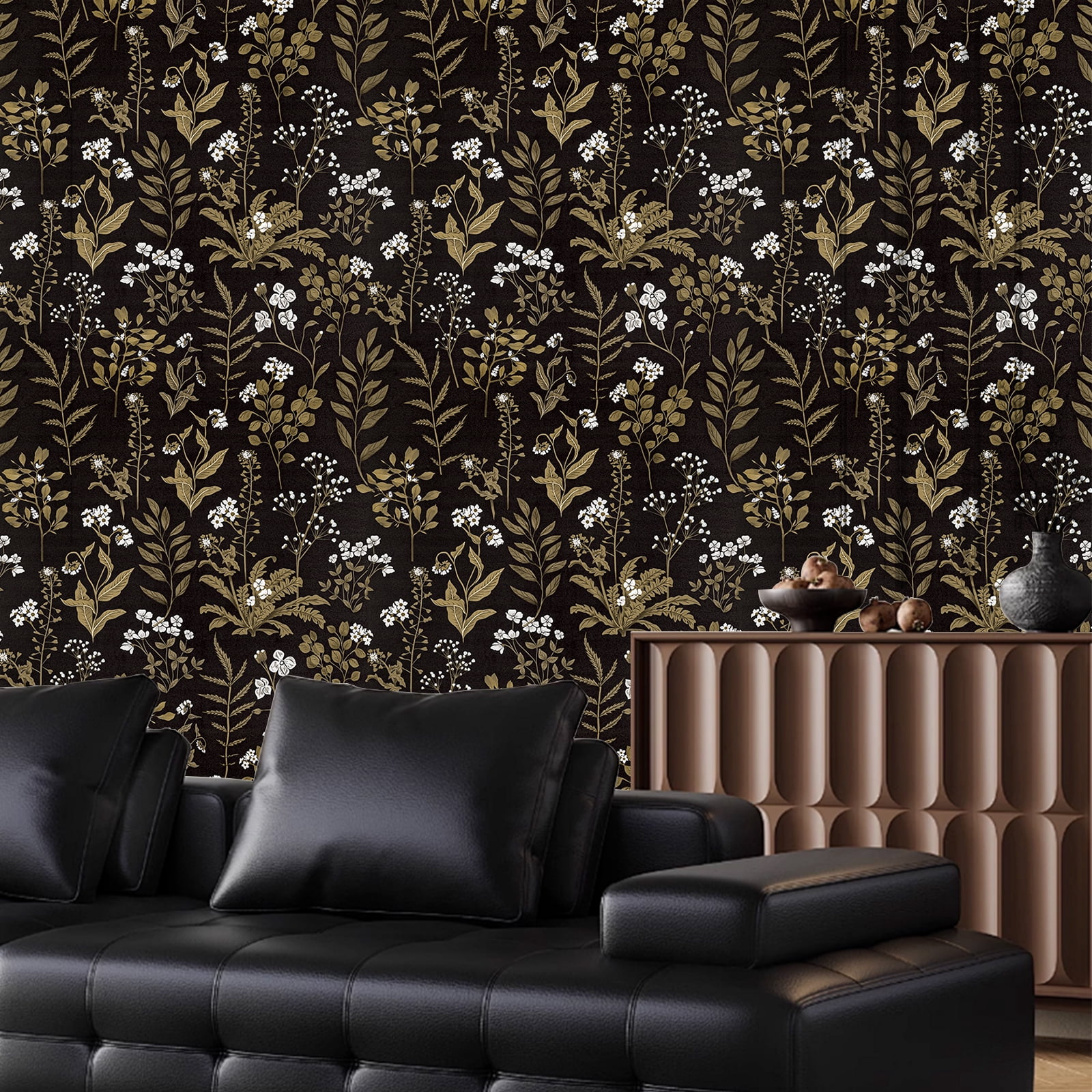 Abyssaly Peel and Stick Wallpaper Leaves Wallpaper 17.7" x 118" Self-adhesive Removable Contact Wall Paper Waterproof for Home Decor Bedroom Living Room Kitchen Countertop Closets