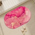 thumbnail image 2 of Red Gold Line Marble Mat Rugs Bathroom Floor Mat Super Absorbent Ultra Thin Low Profile Non Slip Quick Dry Washable Carpet for in Front of Bathtub,Shower Room,Sink（24"*16"Ellipse）, 2 of 5