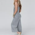 thumbnail image 3 of Gibobby pantalones siameses color liso Mono informal de verano para mujer, sin mangas, holgado, de Color sólido, con correa a la moda, mono holgado para mujer(Gris， XL), 3 of 5