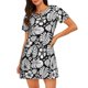 thumbnail image 1 of Balery Tropical Leaves Camisón de manga corta con cuello redondo para mujer, cómodo y elegante., 1 of 6