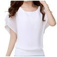 thumbnail image 2 of Womens T Shirts Tops Fashion Tank O Neck Lace Sleeve Loose Plus Size Shirts,White,3XL, 2 of 5