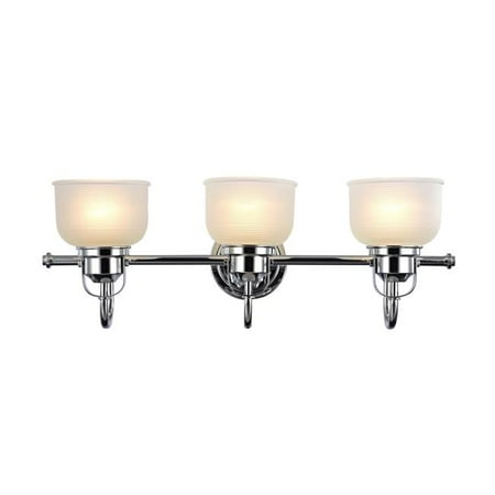 3 Light Chrome Bath 25 in. Lighting Ironclad Industrial-Style 3 Light Chrome Bath Vanity Wall Fixture White Frosted Prismatic Glass - Chrome ()
