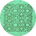 thumbnail image 1 of Ahgly Company Indoor Round Oriental Turquoise Blue Traditional Area Rugs, 6' Round, 1 of 4