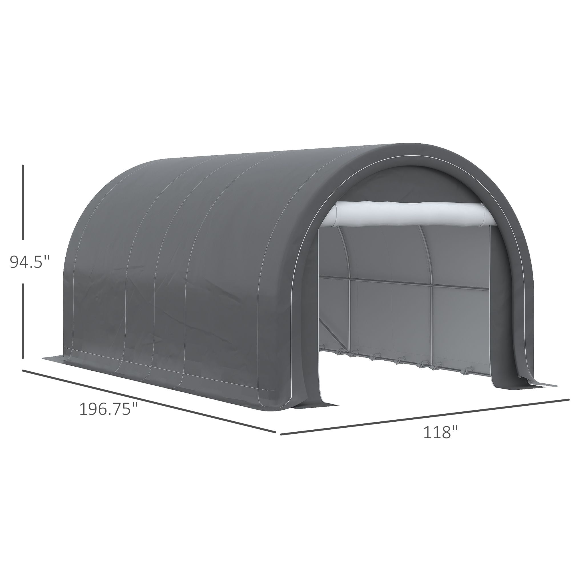 Outsunny 10' x 16' Carport, Heavy Duty Portable Garage Storage Tent with Galvanized Steel Frame and UV-Resistant PE Canopy, Gray Shelter for Car, Truck, Boat, or Garden Tools