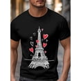thumbnail image 3 of Camiseta de manga corta para hombre, estilo casual, con texto "Amor de San Valentín", cuello redondo, 3 of 8